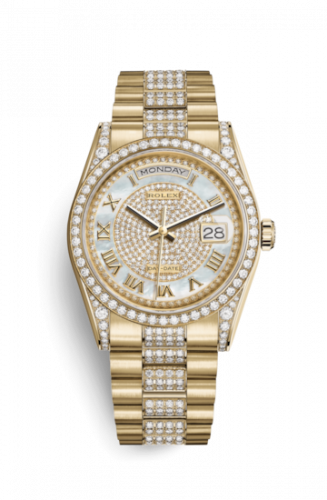 Remontoir à montres pour montre Rolex Day-Date 36 Day-Date 36 Yellow Or Diamonds / President Diamonds / Paved MOP