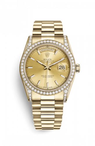 Remontoir à montres pour montre Rolex Day-Date 36 Day-Date 36 Yellow Or Diamonds / President / Champagne Diamond