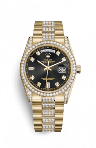 Remontoir à montres pour montre Rolex Day-Date 36 Day-Date 36 Yellow Or Diamonds / President Diamonds / Noire Diamond