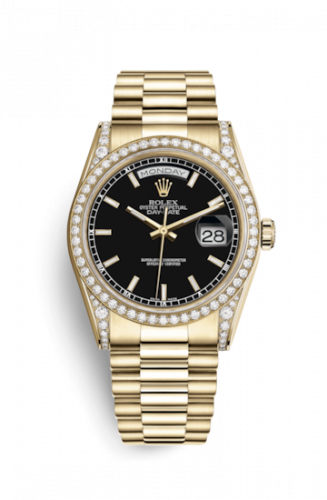 Remontoir à montres pour montre Rolex Day-Date 36 Day-Date 36 Yellow Or Diamonds / President / Noire