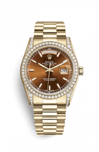Remontoir à montres pour montre Rolex Day-Date 36 Day-Date 36 Yellow Or Diamonds / President / Cognac