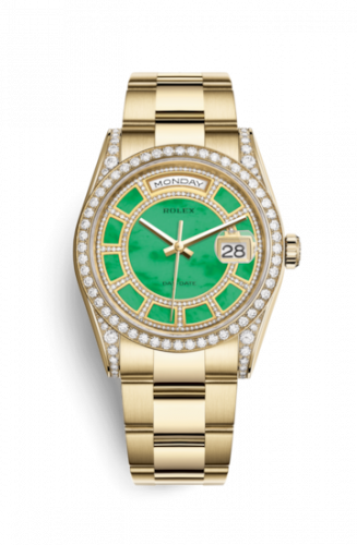 Remontoir à montres pour montre Rolex Day-Date 36 Day-Date 36 Yellow Or Diamonds / Oyster / Verte Jade Carousel