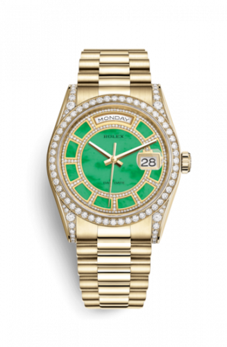 Remontoir à montres pour montre Rolex Day-Date 36 Day-Date 36 Yellow Or Diamonds / President / Verte Jade Carousel