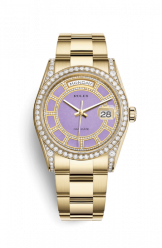 Remontoir à montres pour montre Rolex Day-Date 36 Day-Date 36 Yellow Or Diamonds / Oyster / Lavender Jade Carousel