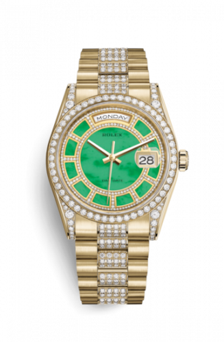 Remontoir à montres pour montre Rolex Day-Date 36 Day-Date 36 Yellow Or Diamonds / President Diamonds / Verte Jade Carousel