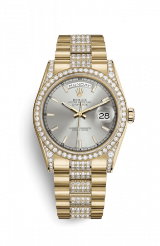 Remontoir à montres pour montre Rolex Day-Date 36 Day-Date 36 Yellow Or Diamonds / President Diamonds / Argent