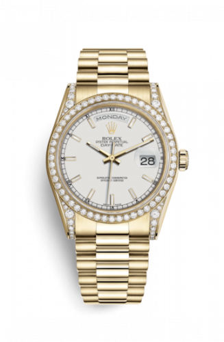 Remontoir à montres pour montre Rolex Day-Date 36 Day-Date 36 Yellow Or Diamonds / President / Blanc