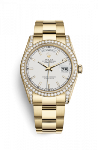 Remontoir à montres pour montre Rolex Day-Date 36 Day-Date 36 Yellow Or Diamonds / Oyster / Blanc