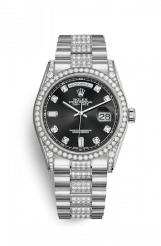 Remontoir à montres pour montre Rolex Day-Date 36 Day-Date 36 Or Blanc Diamonds / President Diamond / Noire Diamond
