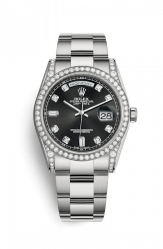 Remontoir à montres pour montre Rolex Day-Date 36 Day-Date 36 Or Blanc Diamonds / Oyster / Noire Diamond