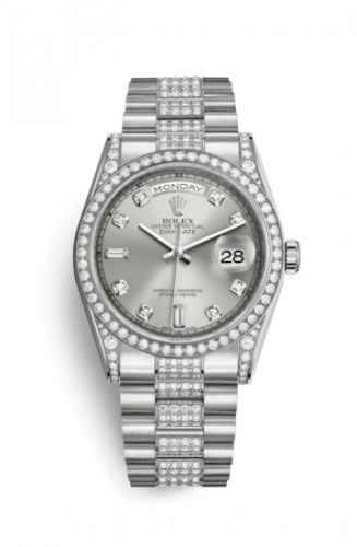 Remontoir à montres pour montre Rolex Day-Date 36 Day-Date 36 Or Blanc Diamonds / President Diamond / Argent Diamond