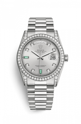Remontoir à montres pour montre Rolex Day-Date 36 Day-Date 36 Or Blanc Diamonds / President / Argent Diamonds Emeralds