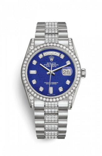 Remontoir à montres pour montre Rolex Day-Date 36 Day-Date 36 Or Blanc Diamonds / President Diamond / Lapis