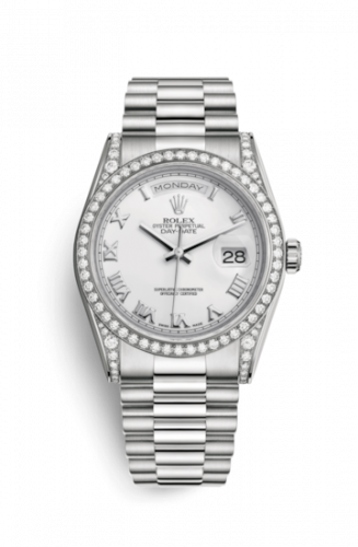 Remontoir à montres pour montre Rolex Day-Date 36 Day-Date 36 Or Blanc Diamonds / President / Blanc Roman