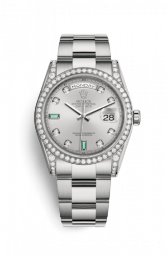 Remontoir à montres pour montre Rolex Day-Date 36 Day-Date 36 Or Blanc Diamond / Oyster / Argent Diamond Emerald