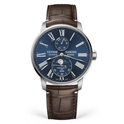 Uhrenbeweger für Uhr Ulysse Nardin Marine Marine Torpilleur Moonphase Stainless Steel / Blue / Alligator