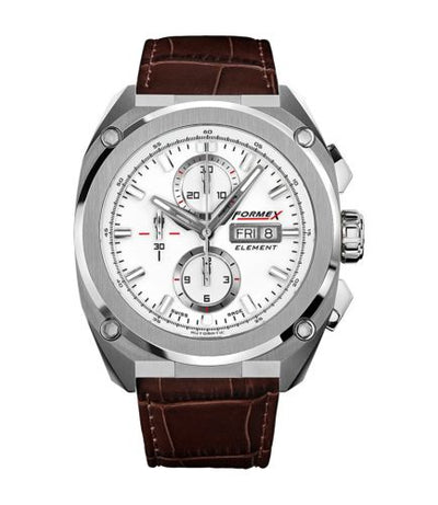 Remontoir à montres pour montre Formex Element Element Automatic Chronograph Full Steel / Blanc / Croco