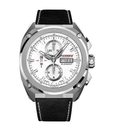 Remontoir à montres pour montre Formex Element Element Automatic Chronograph Full Steel / Blanc / Calf