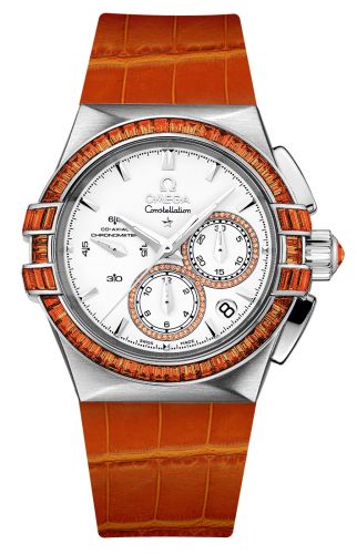 Watch Winder for watch Omega Constellation Constellation Co-Axial 35 Chronograph Double Eagle White Gold / Silver / Orange Alligator