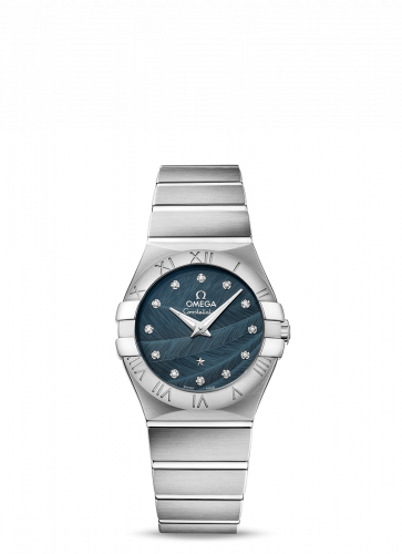 Watch Winder for watch Omega Constellation Constellation Quartz 27 Brushed Stainless Steel / Blue Feather