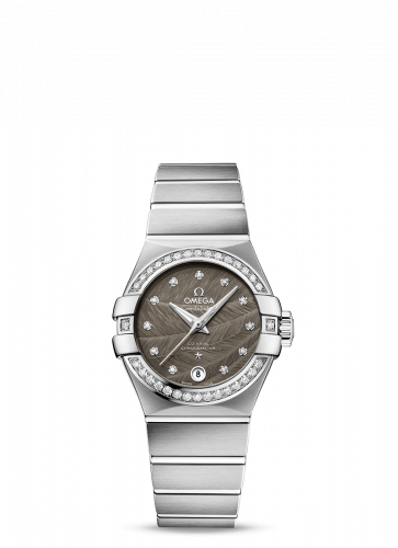 Watch Winder for watch Omega Constellation Constellation Co-Axial 27 Brushed Stainless Steel / Diamond / Grey Feather