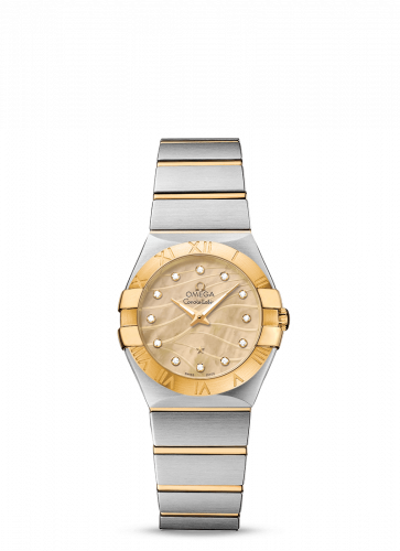 Watch Winder for watch Omega Constellation Constellation Quartz 27 Brushed Stainless Steel / Yellow Gold / Champagne MOP