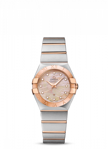 Watch Winder for watch Omega Constellation Constellation Quartz 27 Brushed Stainless Steel / Red Gold / Red MOP