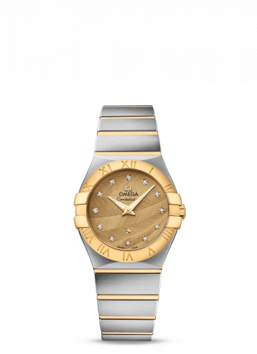 Watch Winder for watch Omega Constellation Constellation Quartz 27 Brushed Stainless Steel / Yellow Gold / Champagne Feather