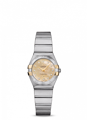 Watch Winder for watch Omega Constellation Constellation Quartz 24 Brushed Stainless Steel / Gold Claws / Champagne MOP