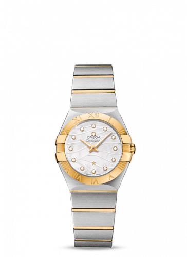 Watch Winder for watch Omega Constellation Constellation Quartz 27 Brushed Stainless Steel / Yellow Gold / Wavy MOP