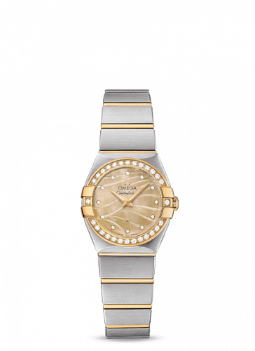 Watch Winder for watch Omega Constellation Constellation Quartz 24 Brushed Stainless Steel / Yellow Gold / Diamond / Wavy Champagne MOP