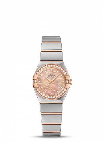 Watch Winder for watch Omega Constellation Constellation Quartz 24 Brushed Stainless Steel / Red Gold / Diamond / Wavy Brown MOP