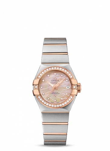 Watch Winder for watch Omega Constellation Constellation Co-Axial 27 Brushed Stainless Steel / Red Gold / Diamond / Wavy Brown MOP