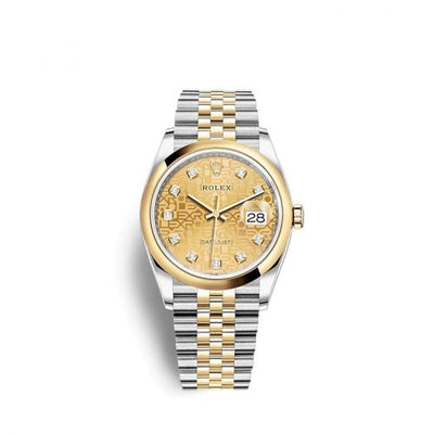 Remontoir à montres pour montre Rolex Datejust 36 Datejust 36 Stainless Steel / Yellow Or / Smooth / Champagne Computer / Jubilee