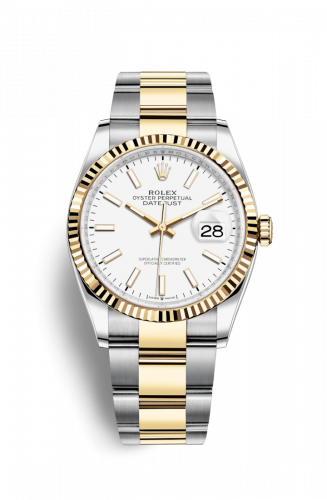 Remontoir à montres pour montre Rolex Datejust 36 Datejust 36 Stainless Steel / Yellow Or / Fluted / Blanc / Oyster
