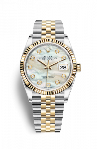Remontoir à montres pour montre Rolex Datejust 36 Datejust 36 Stainless Steel / Yellow Or / Fluted / MOP Diamond / Jubilee
