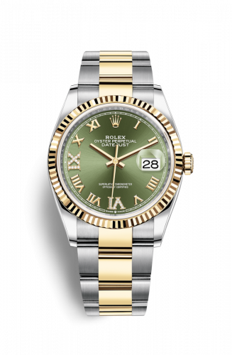 Remontoir à montres pour montre Rolex Datejust 36 Datejust 36 Stainless Steel / Yellow Or / Fluted / Olive Verte Roman / Oyster