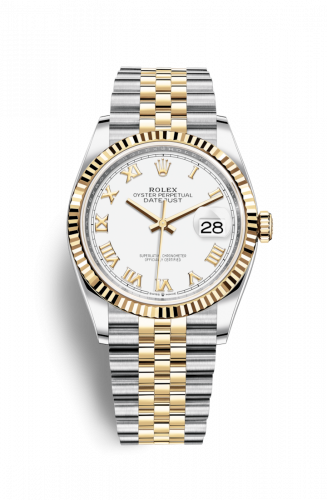 Remontoir à montres pour montre Rolex Datejust 36 Datejust 36 Stainless Steel / Yellow Or / Fluted / Blanc Roman / Jubilee