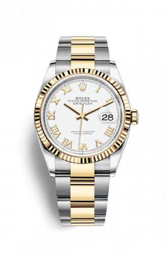 Remontoir à montres pour montre Rolex Datejust 36 Datejust 36 Stainless Steel / Yellow Or / Fluted / Blanc Roman / Oyster