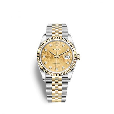 Remontoir à montres pour montre Rolex Datejust 36 Datejust 36 Stainless Steel / Yellow Or / Fluted / Champagne Computer / Jubilee