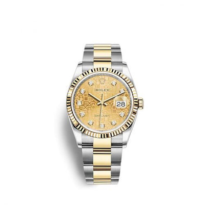 Remontoir à montres pour montre Rolex Datejust 36 Datejust 36 Stainless Steel / Yellow Or / Fluted / Champagne Computer / Oyster
