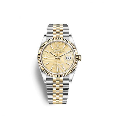Remontoir à montres pour montre Rolex Datejust 36 Datejust 36 Stainless Steel / Yellow Or / Fluted / Champagne - Palm / Jubilee
