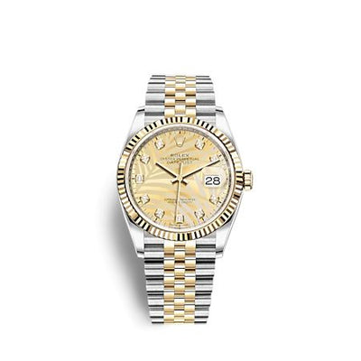 Remontoir à montres pour montre Rolex Datejust 36 Datejust 36 Stainless Steel - Yellow Or - Fluted / Champagne - Palm - Diamond / Jubilee