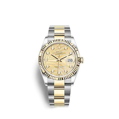 Remontoir à montres pour montre Rolex Datejust 36 Datejust 36 Stainless Steel - Yellow Or - Fluted / Champagne - Palm - Diamond / Oyster