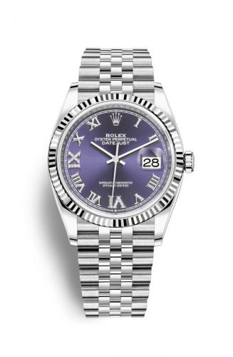 Remontoir à montres pour montre Rolex Datejust 36 Datejust 36 Stainless Steel / Fluted / Aubergine Roman-Diamonds / Jubilee