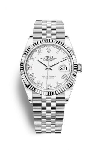 Remontoir à montres pour montre Rolex Datejust 36 Datejust 36 Stainless Steel / Fluted / Blanc Roman / Jubilee