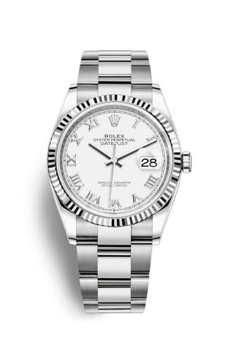 Remontoir à montres pour montre Rolex Datejust 36 Datejust 36 Stainless Steel / Fluted / Blanc Roman / Oyster