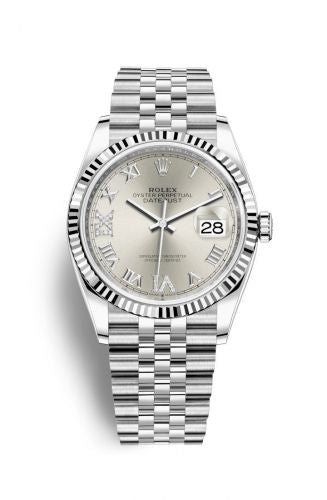 Remontoir à montres pour montre Rolex Datejust 36 Datejust 36 Stainless Steel / Fluted / Argent Roman-Diamonds / Jubilee