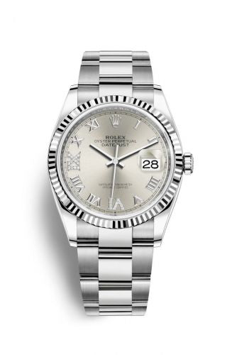 Remontoir à montres pour montre Rolex Datejust 36 Datejust 36 Stainless Steel / Fluted / Argent Roman-Diamonds / Oyster