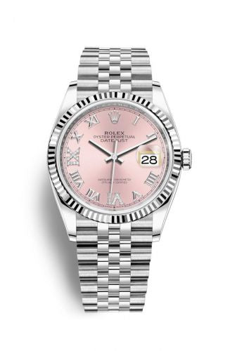 Remontoir à montres pour montre Rolex Datejust 36 Datejust 36 Stainless Steel / Fluted / Rose Roman-Diamonds / Jubilee